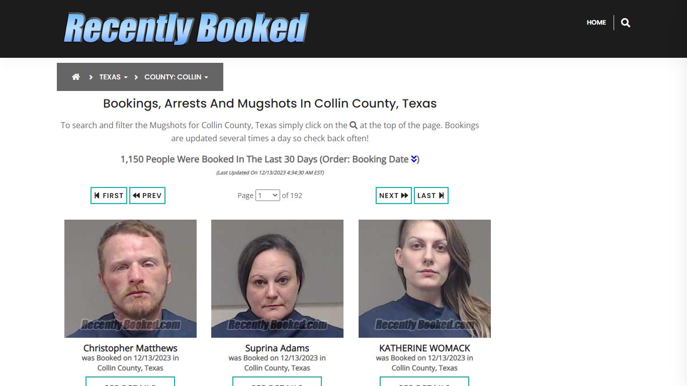 Recent bookings, Arrests, Mugshots in Collin County, Texas